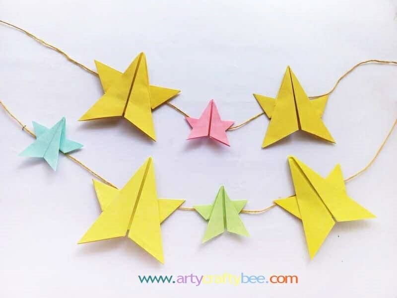 How To Make Origami Star Garland Easy - Arty Crafty Bee